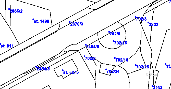 Parcela st. 2464/6 v KÚ Trutnov, Katastrální mapa