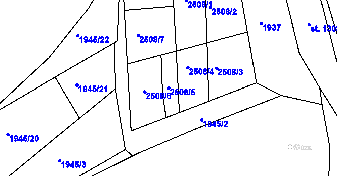 Parcela st. 2508/5 v KÚ Trutnov, Katastrální mapa