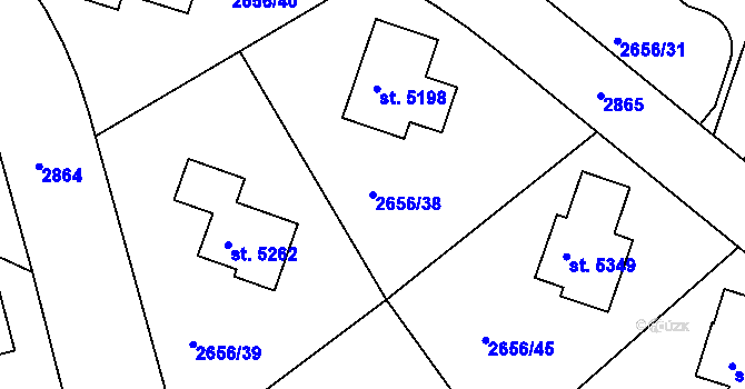 Parcela st. 2656/38 v KÚ Trutnov, Katastrální mapa