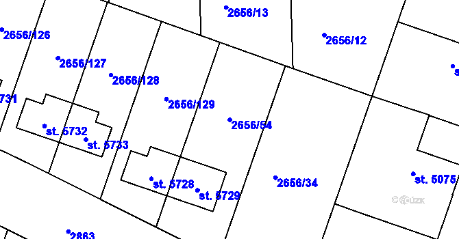 Parcela st. 2656/54 v KÚ Trutnov, Katastrální mapa