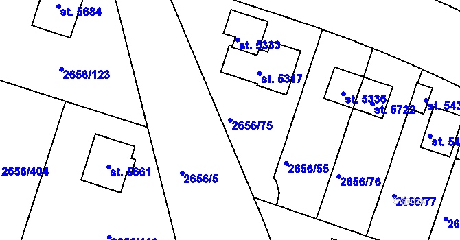 Parcela st. 2656/75 v KÚ Trutnov, Katastrální mapa