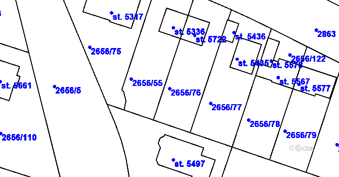 Parcela st. 2656/76 v KÚ Trutnov, Katastrální mapa