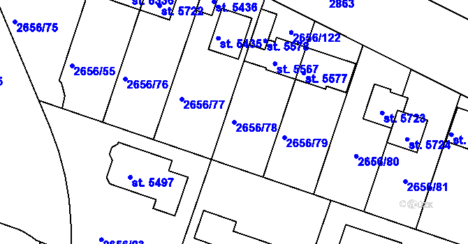 Parcela st. 2656/78 v KÚ Trutnov, Katastrální mapa