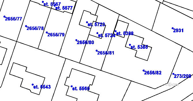 Parcela st. 2656/81 v KÚ Trutnov, Katastrální mapa