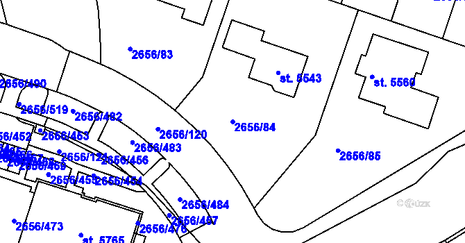 Parcela st. 2656/84 v KÚ Trutnov, Katastrální mapa