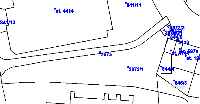 Parcela st. 2673 v KÚ Trutnov, Katastrální mapa