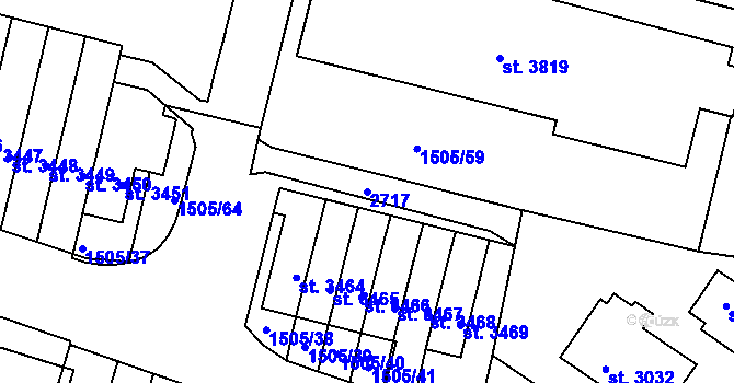 Parcela st. 2717 v KÚ Trutnov, Katastrální mapa