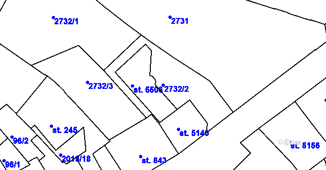 Parcela st. 2732/2 v KÚ Trutnov, Katastrální mapa