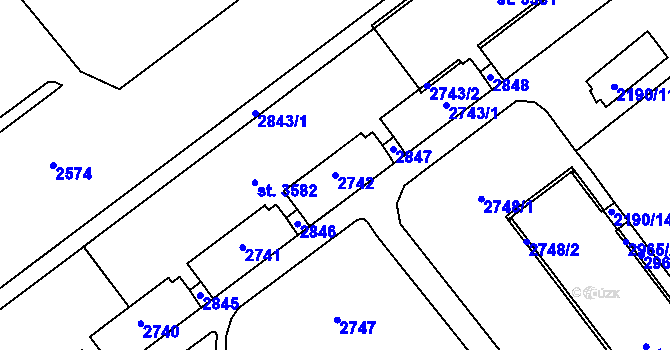 Parcela st. 2742 v KÚ Trutnov, Katastrální mapa