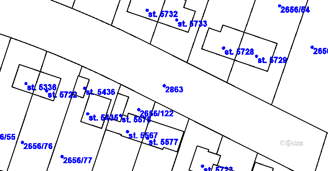 Parcela st. 2863 v KÚ Trutnov, Katastrální mapa