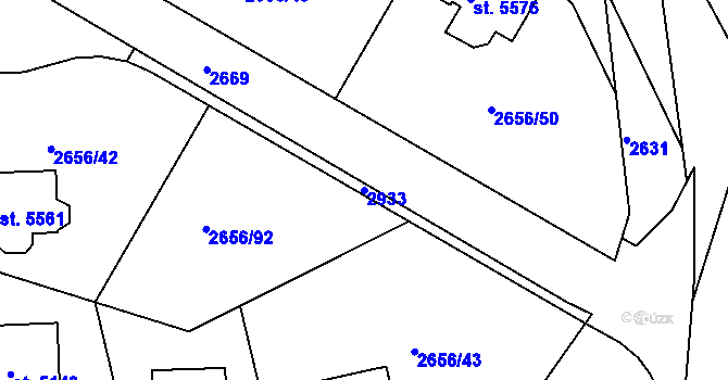 Parcela st. 2933 v KÚ Trutnov, Katastrální mapa