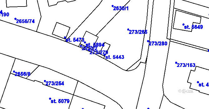 Parcela st. 5443 v KÚ Trutnov, Katastrální mapa