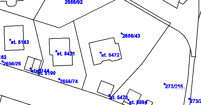 Parcela st. 5472 v KÚ Trutnov, Katastrální mapa