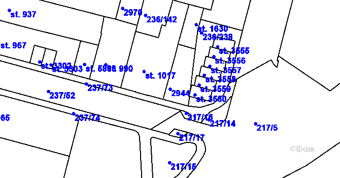 Parcela st. 2944 v KÚ Trutnov, Katastrální mapa
