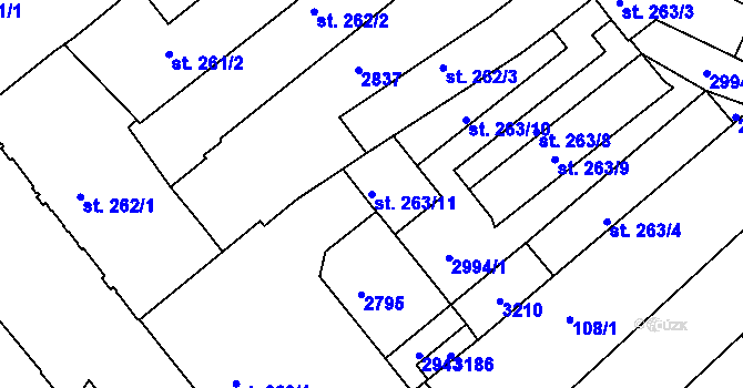 Parcela st. 263/11 v KÚ Trutnov, Katastrální mapa