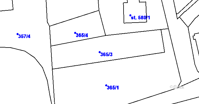 Parcela st. 365/3 v KÚ Trutnov, Katastrální mapa