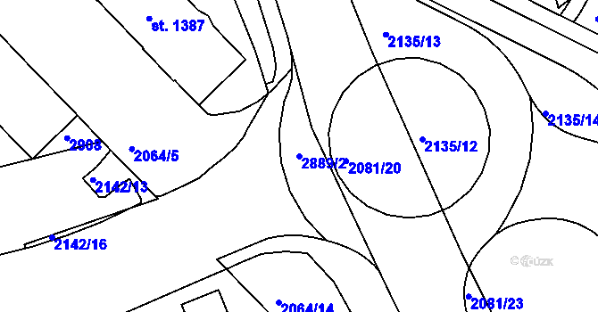 Parcela st. 2889/2 v KÚ Trutnov, Katastrální mapa