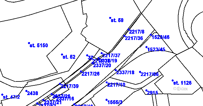 Parcela st. 2217/37 v KÚ Trutnov, Katastrální mapa