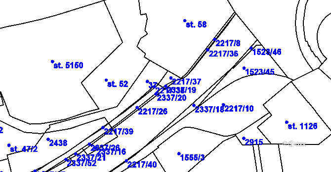 Parcela st. 2337/19 v KÚ Trutnov, Katastrální mapa