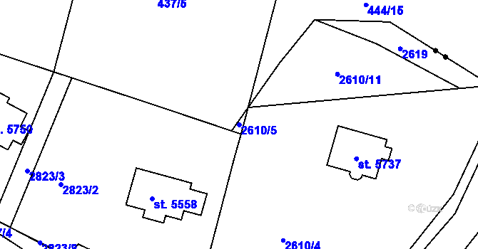 Parcela st. 2610/5 v KÚ Trutnov, Katastrální mapa