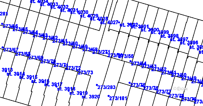 Parcela st. 273/272 v KÚ Trutnov, Katastrální mapa