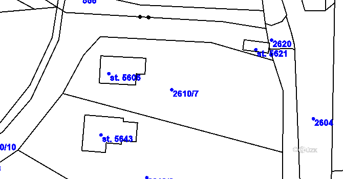 Parcela st. 2610/7 v KÚ Trutnov, Katastrální mapa