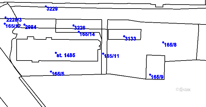 Parcela st. 165/11 v KÚ Trutnov, Katastrální mapa