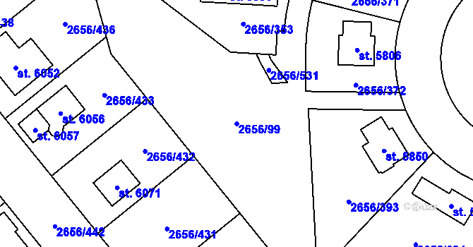 Parcela st. 2656/99 v KÚ Trutnov, Katastrální mapa