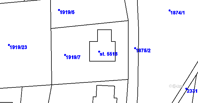 Parcela st. 5518 v KÚ Trutnov, Katastrální mapa
