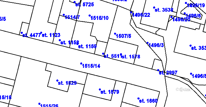 Parcela st. 5511 v KÚ Trutnov, Katastrální mapa