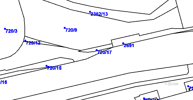 Parcela st. 720/17 v KÚ Trutnov, Katastrální mapa