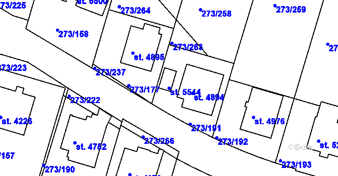 Parcela st. 5544 v KÚ Trutnov, Katastrální mapa