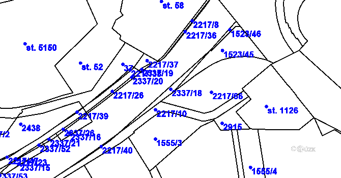 Parcela st. 2337/18 v KÚ Trutnov, Katastrální mapa