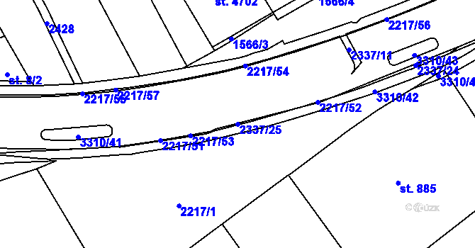 Parcela st. 2337/25 v KÚ Trutnov, Katastrální mapa