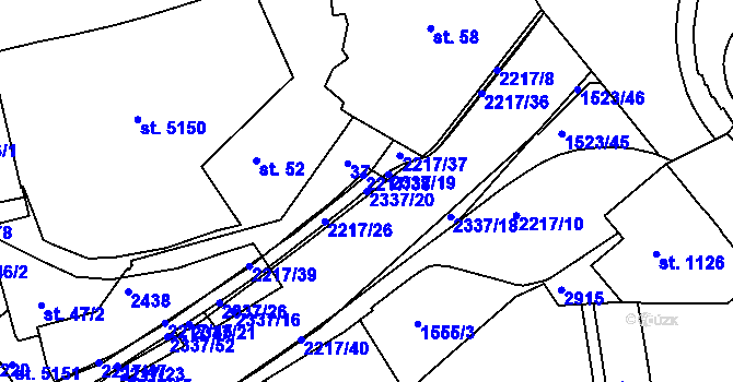 Parcela st. 2337/20 v KÚ Trutnov, Katastrální mapa