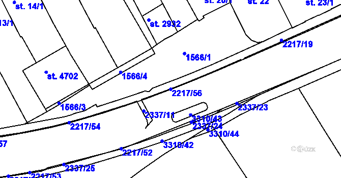 Parcela st. 2217/56 v KÚ Trutnov, Katastrální mapa