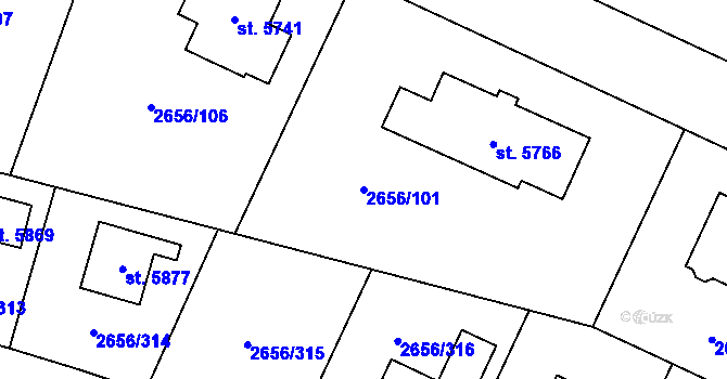 Parcela st. 2656/101 v KÚ Trutnov, Katastrální mapa