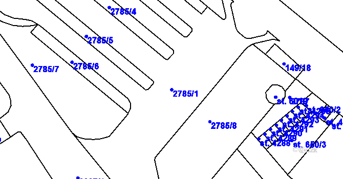 Parcela st. 2785/1 v KÚ Trutnov, Katastrální mapa