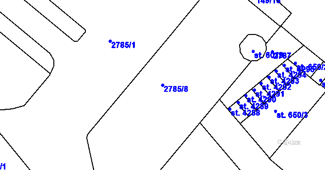 Parcela st. 2785/8 v KÚ Trutnov, Katastrální mapa