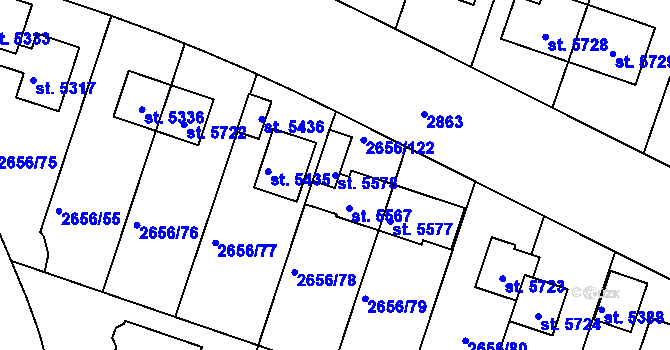 Parcela st. 5578 v KÚ Trutnov, Katastrální mapa