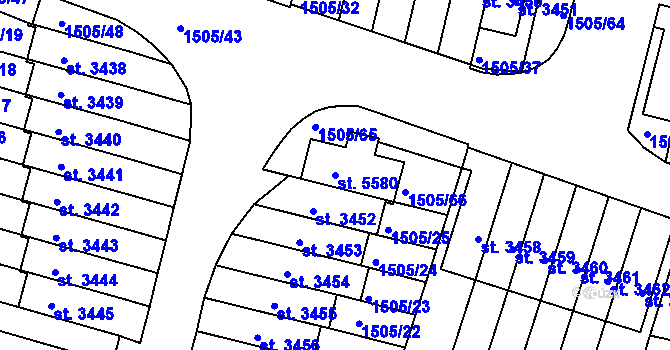 Parcela st. 5580 v KÚ Trutnov, Katastrální mapa