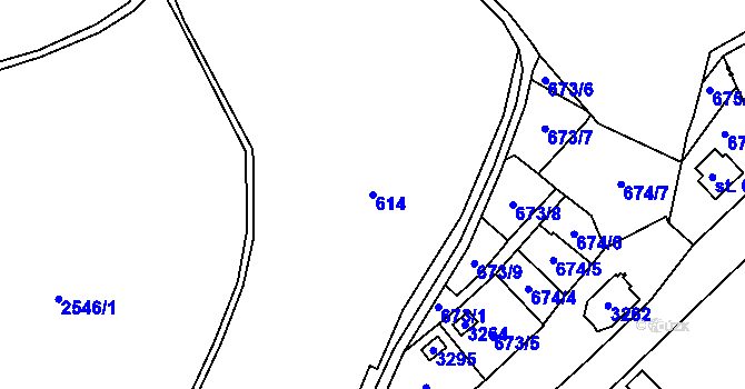 Parcela st. 614 v KÚ Trutnov, Katastrální mapa