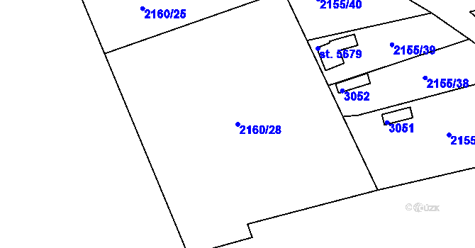 Parcela st. 2160/28 v KÚ Trutnov, Katastrální mapa