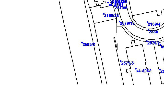 Parcela st. 2563/2 v KÚ Trutnov, Katastrální mapa