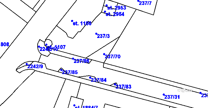 Parcela st. 237/70 v KÚ Trutnov, Katastrální mapa
