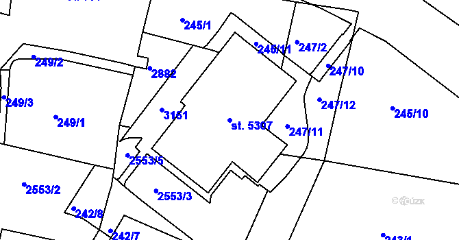 Parcela st. 5307 v KÚ Trutnov, Katastrální mapa