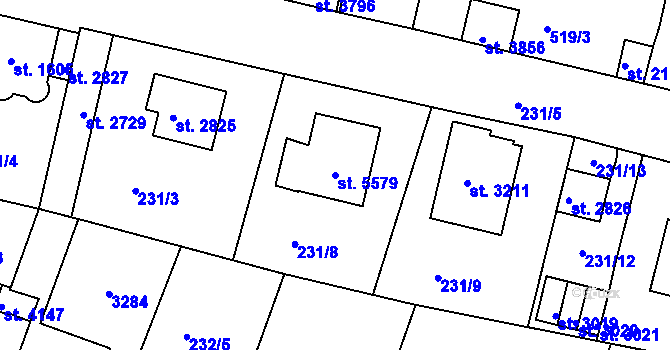 Parcela st. 5579 v KÚ Trutnov, Katastrální mapa
