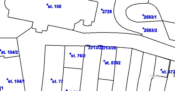 Parcela st. 2213/27 v KÚ Trutnov, Katastrální mapa