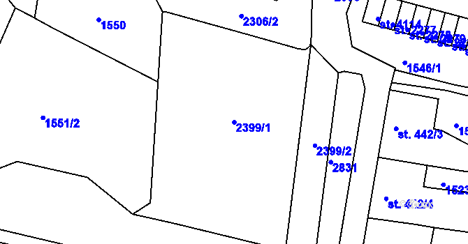 Parcela st. 2399/1 v KÚ Trutnov, Katastrální mapa