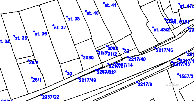 Parcela st. 31/3 v KÚ Trutnov, Katastrální mapa